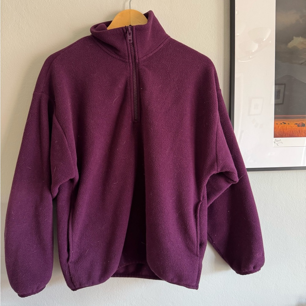 Aritzia | Tna Polar 1/4 Zip Sweater, Dark Purple, XS